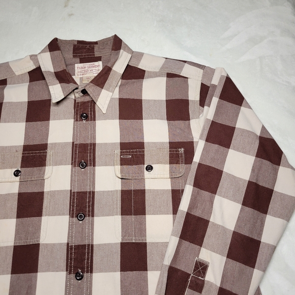 Filson Flannel Shirt Mens XL Red Maroon Plaid Alaskan Guide Outdoors Fishing - Picture 2 of 7